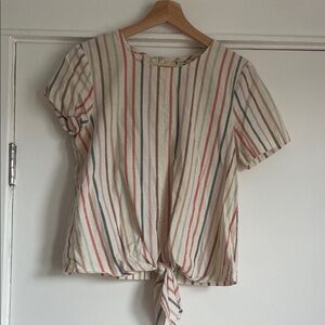 Madewell Multicolor Striped Tie-Front with Button Back Blouse
